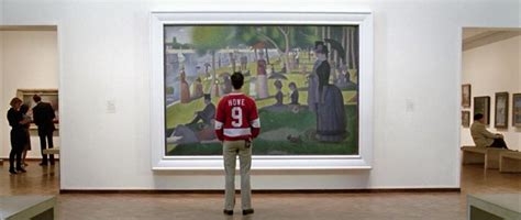 Cameron staring at the Seurat painting at the Art Institute